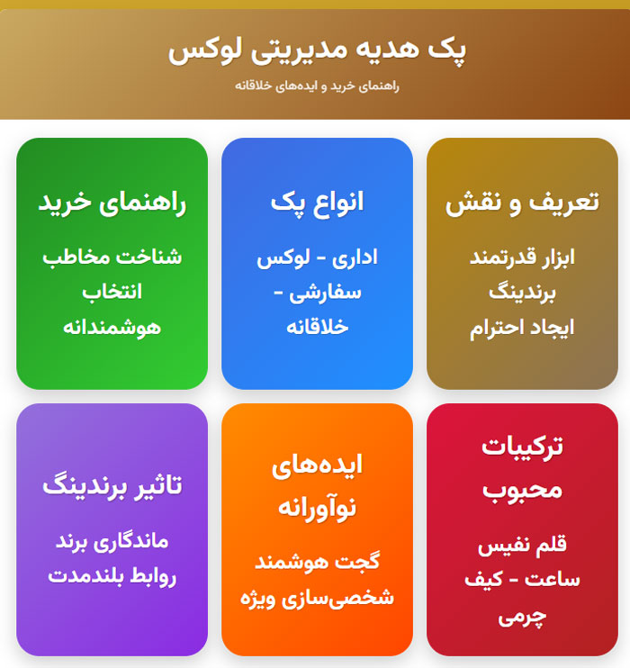 پک هدیه مدیریتی لوکس | راهنمای خرید، ایده‌ها و قیمت