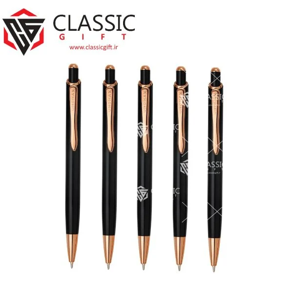 خودکار فول بلک گیره طلایی کد528